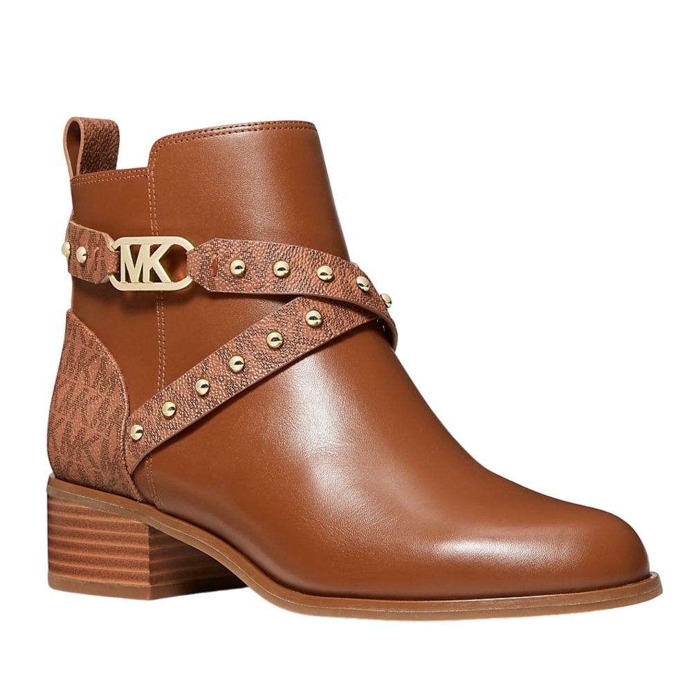 Michael Kors Tan Ankle Booties with Gold Accents